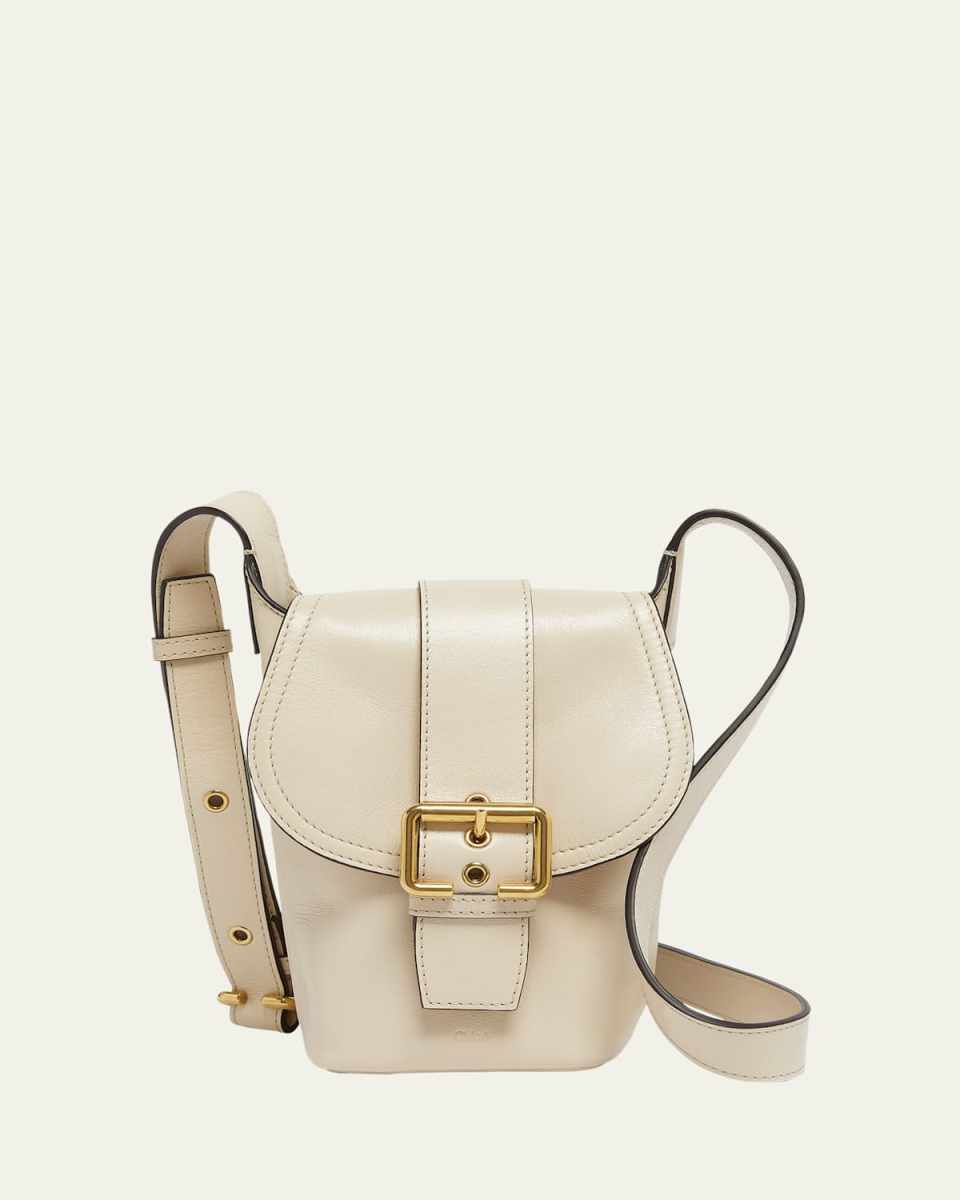 Camera Crossbody Bag in Natural Shiny Buffalo Leather